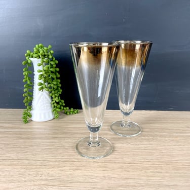 Silver fade pilsner glasses - a pair - 1960s vintage 