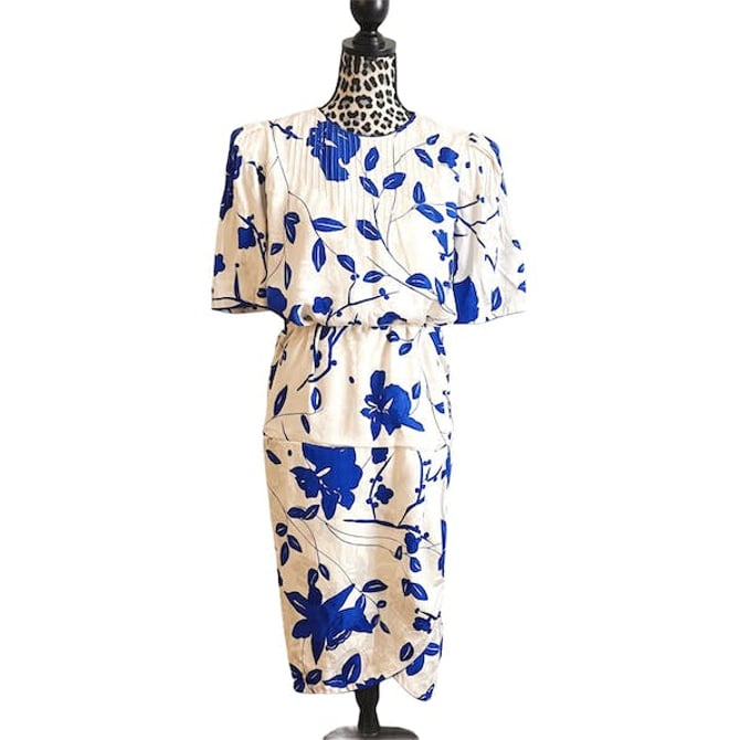 80’s Vintage Flora Kung Silk Dress
