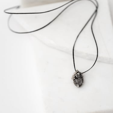 Sterling Silver and Ruby Anatomical Heart Necklace