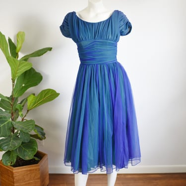 1950s Iridescent Tulle Emma Domb Party Dress - XS 