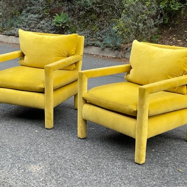 Stunning Yellow Vintage Milo Baughman Parsons Chairs 