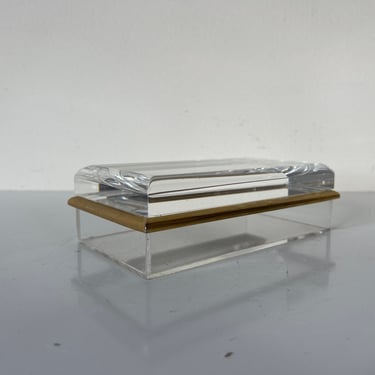 Vintage Lucite Box With Tubular Fluted Brass Design 
