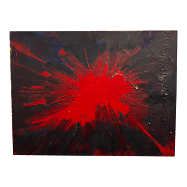 Red Splatter Abstract Painting Signed SG