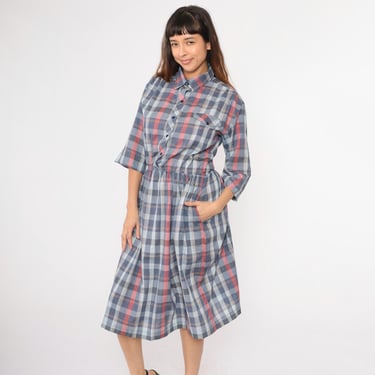 sachin and babi light blue dress The Black Square Neck Tie Plaid Midi Dress Black-S