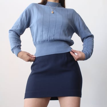 Vintage Muted Blue Cropped Sweater
