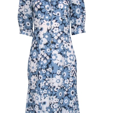 Michael Kors Collection - Blue Floral Silk Midi Dress Sz 8