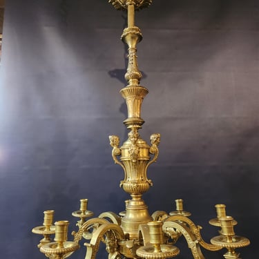 Large Vintage Brass 8 Arm Chandelier 25 x 39