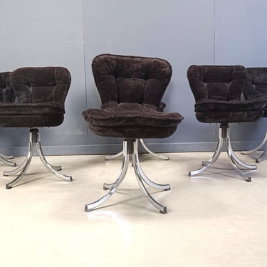 Vintage chrome swivel dining chairs by Gastone Rinaldi, 1970s - vintage italian chairs - chrome dining chairs - vintage design dining chairs 