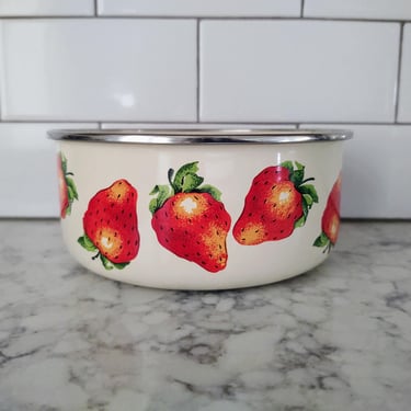 Vintage Kobe Kitchen Strawberry Enamel Bowl Designed Exclusively for JC Penny 