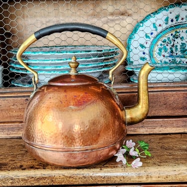 Antique Copper Teapot Germany~Solid Copper Tea Kettle~Beautiful Patina! 