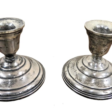 2 Vintage Sterling Weighted 80 Silver Candlesticks 