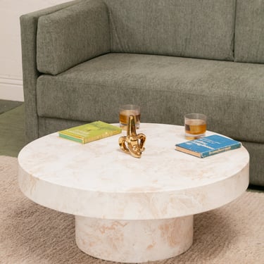 Aurelius Concrete Faux Marble Coffee Table with in Latte