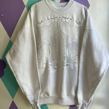 Vintage Christmas Angels Lacey Crewneck