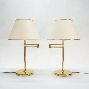 Vintage XL Sving Arm Desk Lamps / Mid Century Table Lamp / 70s / Brass Lamps / Adjustable Lamp / Hollywood Regency / Articulated Lamp / Gold 