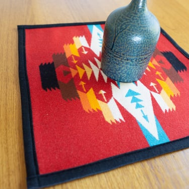 Placemat, Meditation/Prayer Alter Cloth with PENDLETON Wool - Tucson Scarlet - Square - Handcrafted in Portland 