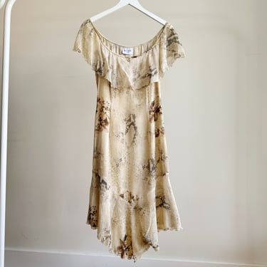 Cream Ruffle Snakeskin Dress