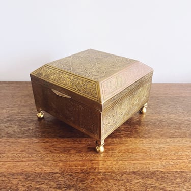 Vintage Egyptian Engraved Brass Box 