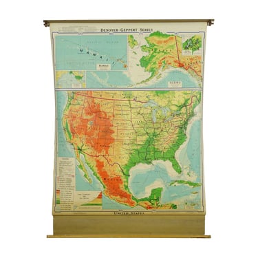 1964 Denoyer Geppert Series Canvas Mid America Roll Up Map