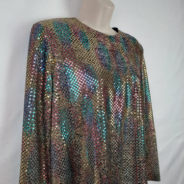 Vintage 80s Golden Rainbow Metallic Blouse 