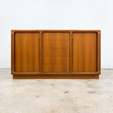 Teak Danish-style Tambour Tall Credenza *MESSAGE US for shipping quote* 