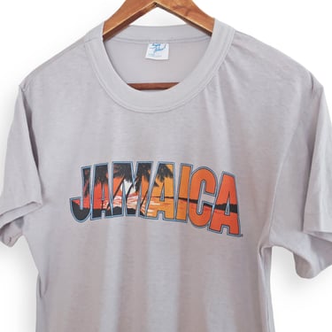 vintage Jamaica shirt / 80s t shirt / 1980s Jamaica sunset palm tree beach souvenir single stitch t shirt Medium 