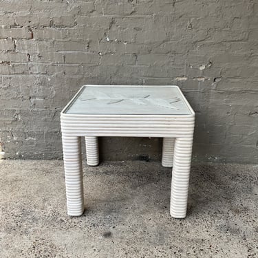 Painted Rattan Side Table