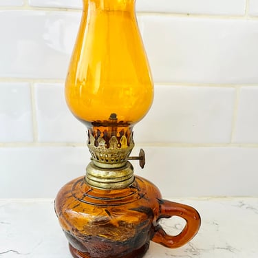 Amber Glass Vintage Handle Oil Lamp by LeChalet