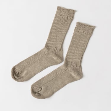 Linen Ribbed Socks in Natural