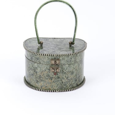 Crosshatch Tinsel Lucite Box Bag