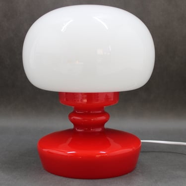 1970s Stepan Tabery Red Glass Mushroom Table Lamp, Czechoslovakia 