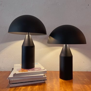 Mushroom Table Lamps | set of 2 Japandi Style lamps | matte black | vintage bedroom lighting 