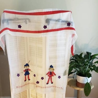 Vintage 60s/70s Jack and Jill Curtains! Cute Sheer 4 Panels  2 Valances  RARE Jack and Jill 