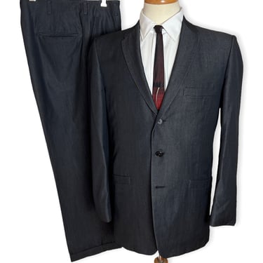 Vintage 1950s/1960s Gabardine / Sharkskin 2pc Suit ~ size 38 R ~ Jacket / Pants ~ Rockabilly 