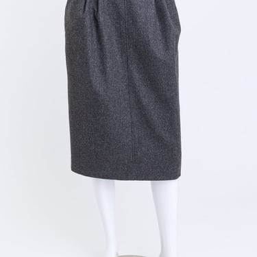 Belted Wool Pencil Skirt