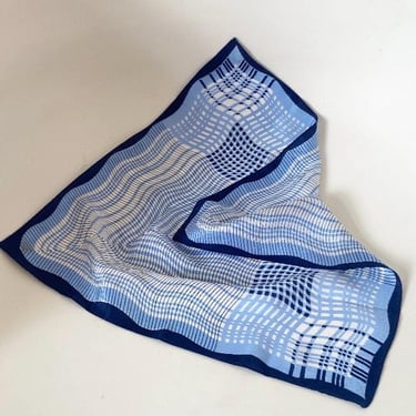 Art Deco 1920s  Blue Geometric Pattern  Silk pocket Square scarf handkerchief Geometric flapper accessories by BakeliteBa