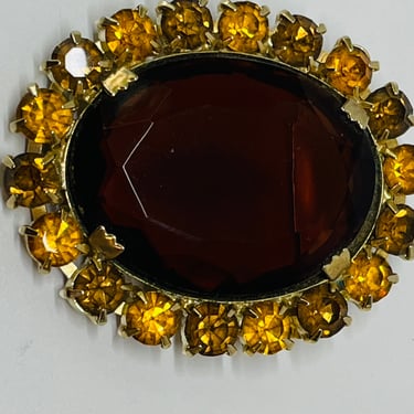 1960’s Large Brown Rhinestone Brooch