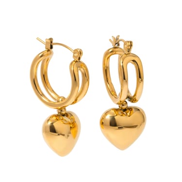 Gold Heart Hoop Earrings