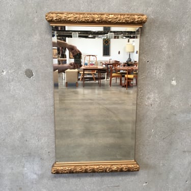 Vintage Beveled Wood Mirror