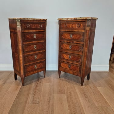 Antique French Louis XVI Period Chiffoniers Tall Chest Of Drawers Nightstand Cabinets 