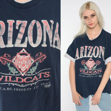 Arizona Wildcats Shirt 90s University of Arizona T Shirt Football Graphic Tee Cuffed U of A College TShirt Tucson Vintage Extra Large xl 