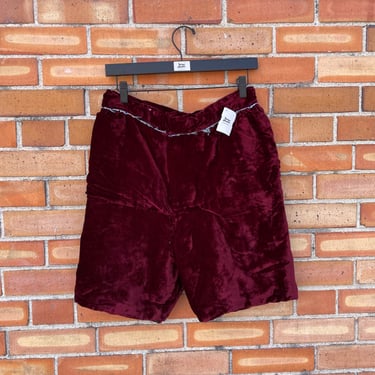 vintage 70s red velvet shorts / 32 m medium 