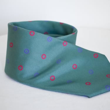 1980s Christian Dior Green Silk Necktie 