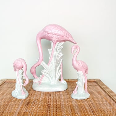 Set of Three Old Florida Flamingos