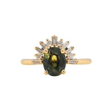 One Of A Kind Green Sapphire Crown Ring