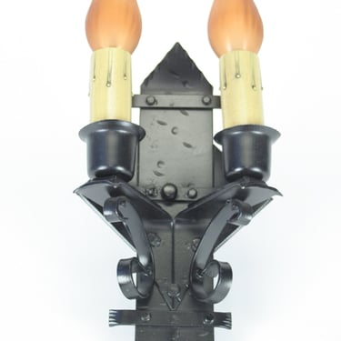 Single Spanish Revival Sconce with Two Candles 
