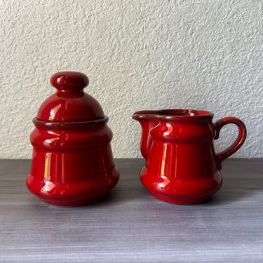 Vintage Keramik Winterling Bavaria Sugar and Creamer, West Germany Pottery 70s, hand painted, Mid century ceramics, red pot 