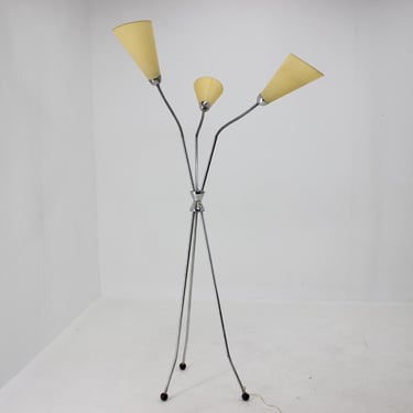 1960s Chrome Plated Floor Lamp, Czechoslovakia / Vintage Floor Lamp / Mid Century Lighting 