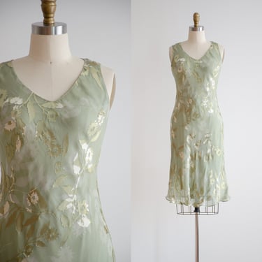 green silk dress 90s y2k sage green floral bias cut slip dress 