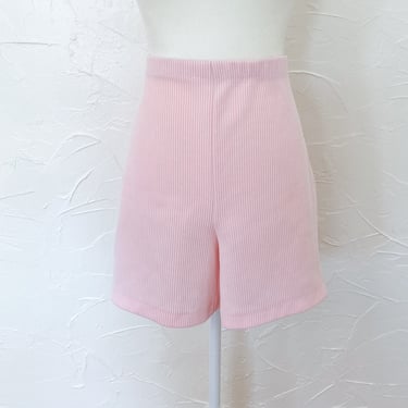 70s Pink and White Candy Striped Shorts | Large/Extra Large 