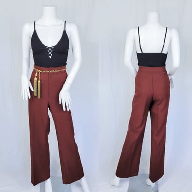 1970's Maroon High Waist Poly Levi's "Bend Over" Pants I Sz Med I W. 28" I Woman's 